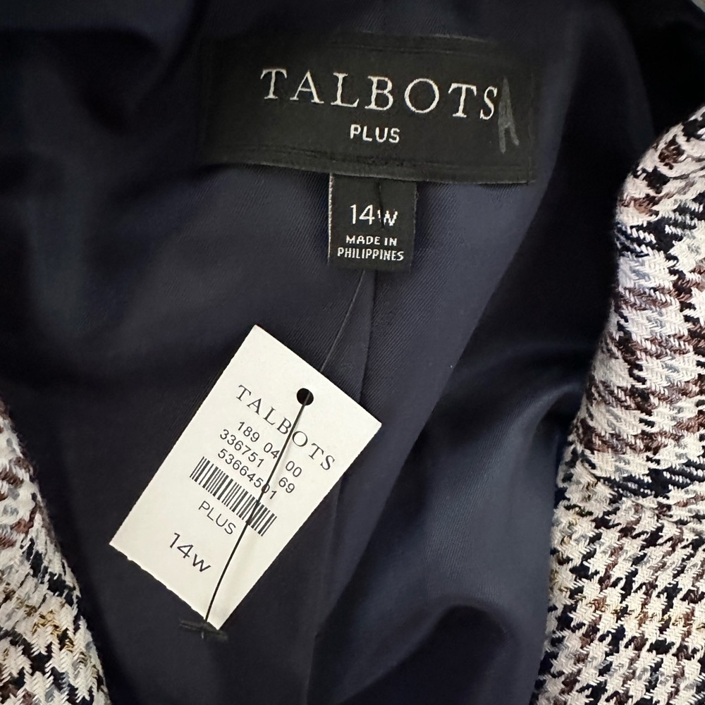 NWT Talbots Double Breasted Houndstooth Blazer Jacket - Size 14W - Picture 7 of 8